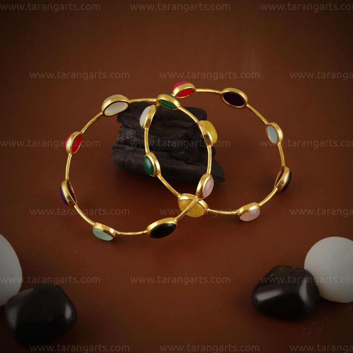 Multi color stone gold bangles on sale