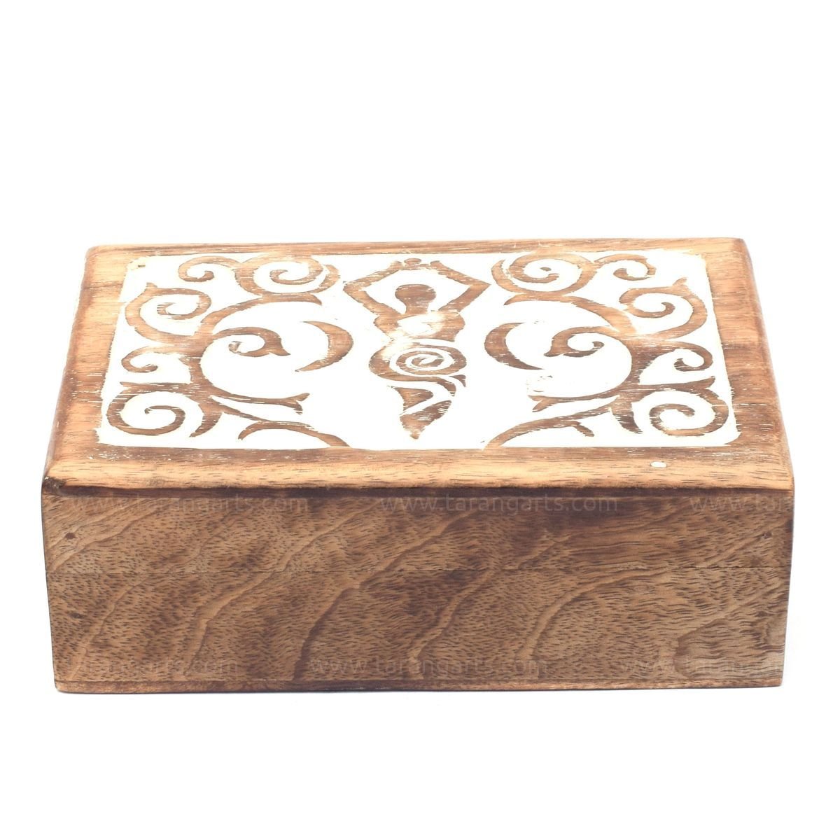 MANGO WOOD JEWELLERY BOX ANTIQUE LADY DESIGN