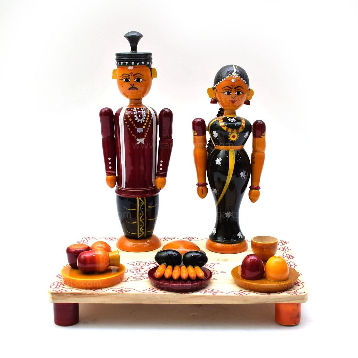 ETIKOPPAKA TOYS MARRIAGE SET: Handcrafted Wooden Figurines for